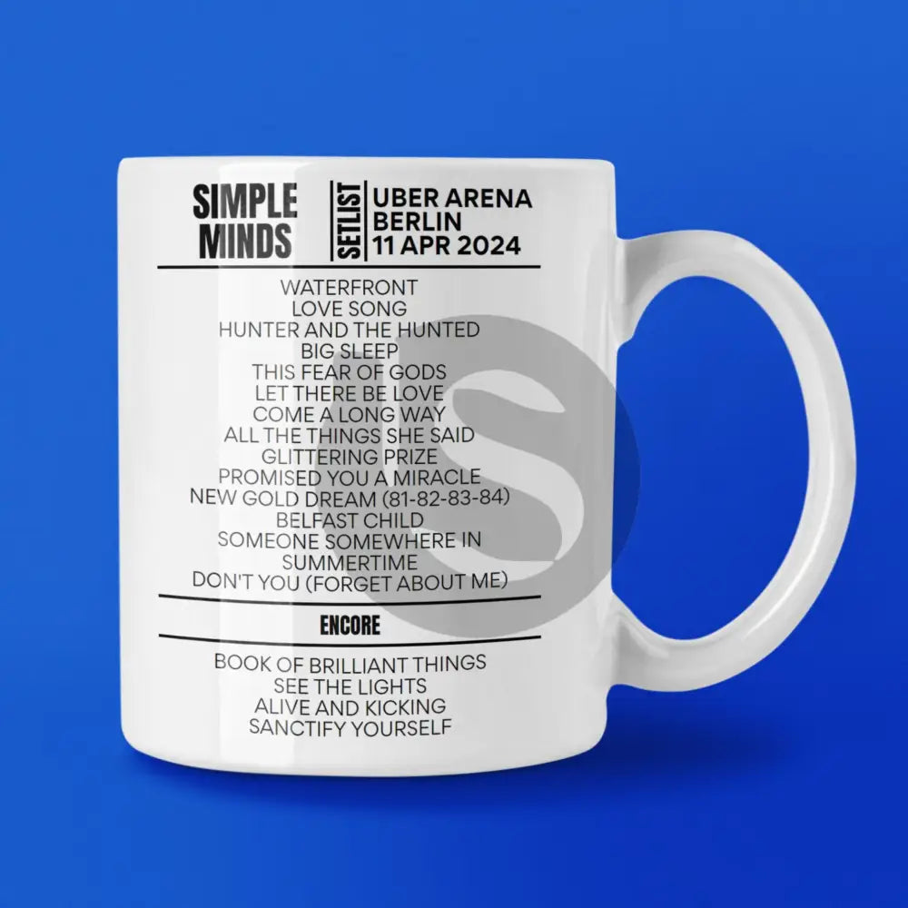 Simple Minds Berlin April 11, 2024 Replica Setlist Mug - Setlist