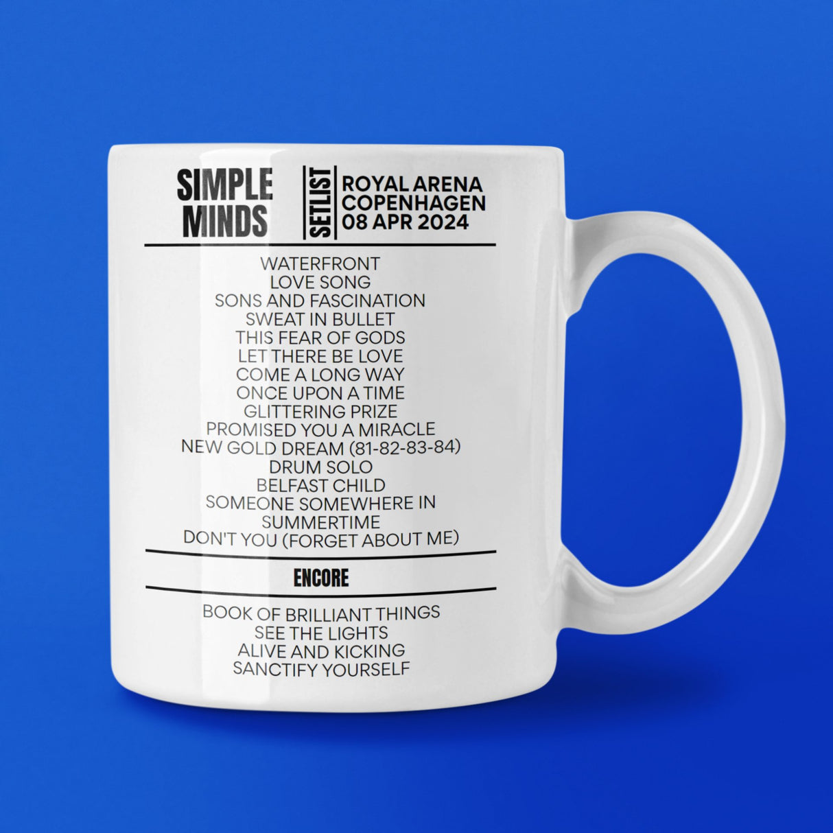 Simple Minds Copenhagen April 08, 2024 Replica Setlist Mug - Setlist