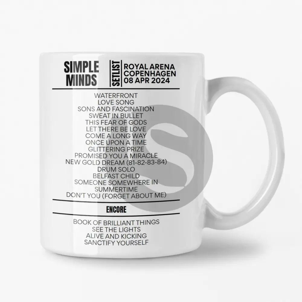 Simple Minds Copenhagen April 8 2024 Setlist Mug - Setlist