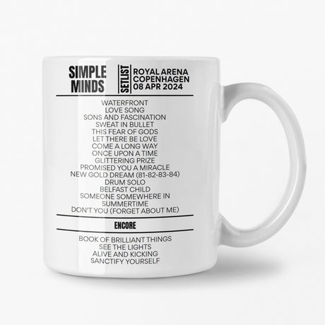 Simple Minds Copenhagen April 8 2024 Setlist Mug - Setlist