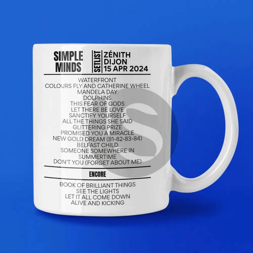 Simple Minds Dijon April 15, 2024 Replica Setlist Mug - Setlist