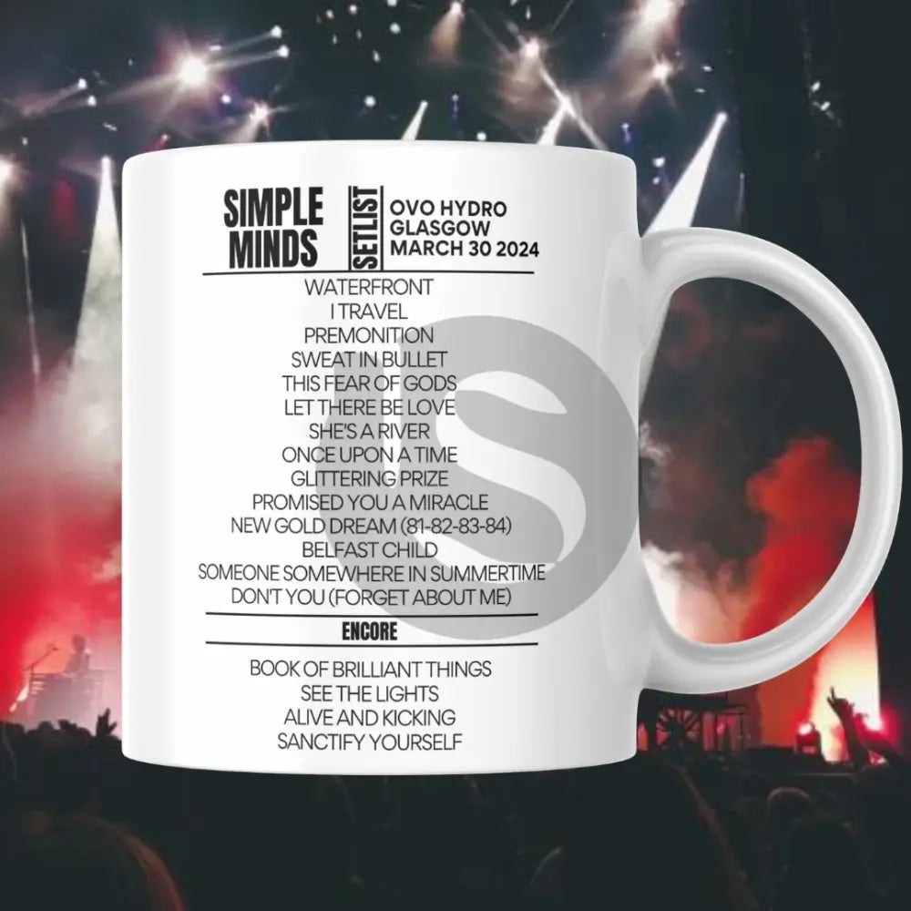 Simple Minds Glasgow March 30 2024 Setlist Mug - Setlist