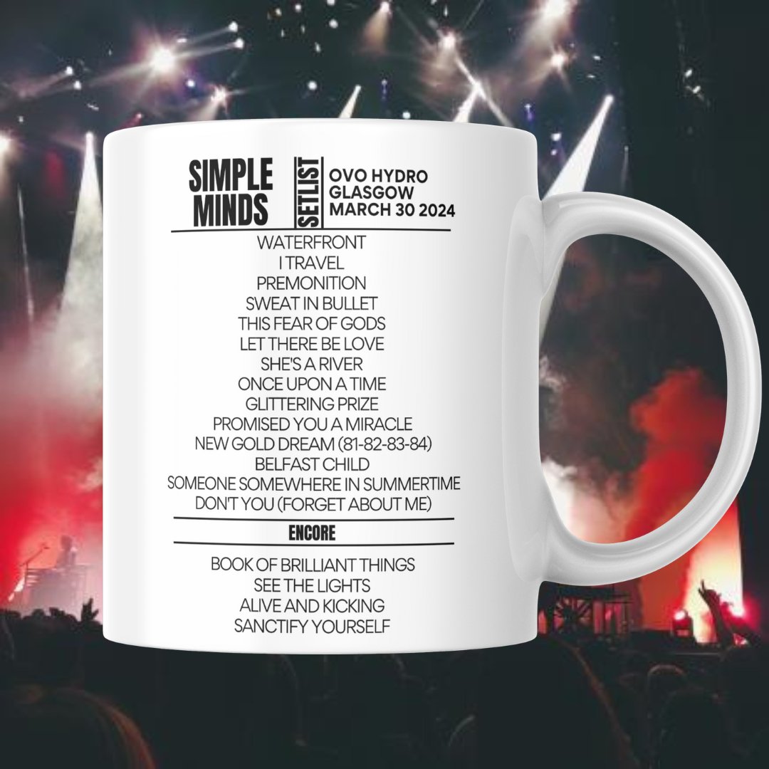 Simple Minds Glasgow March 30 2024 Setlist Mug - Setlist