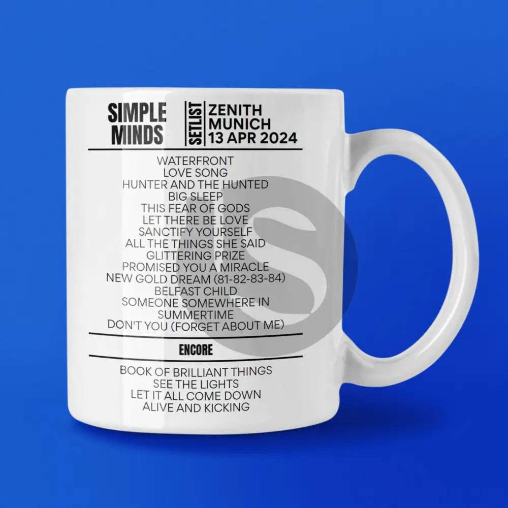 Simple Minds Munich April 13, 2024 Replica Setlist Mug - Setlist