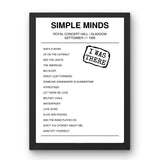 Simple Minds September 11, 1995 Royal Concert Hall Glasgow Setlist Poster - Setlist