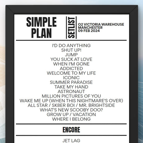 Simple Plan 2024 Manchester February 2024 Setlist - Setlist