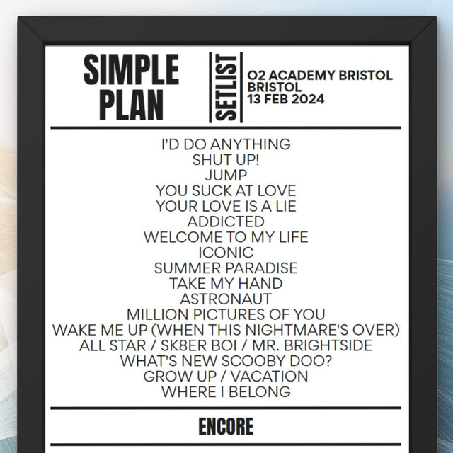 Simple Plan Bristol February 2024 Setlist - Setlist