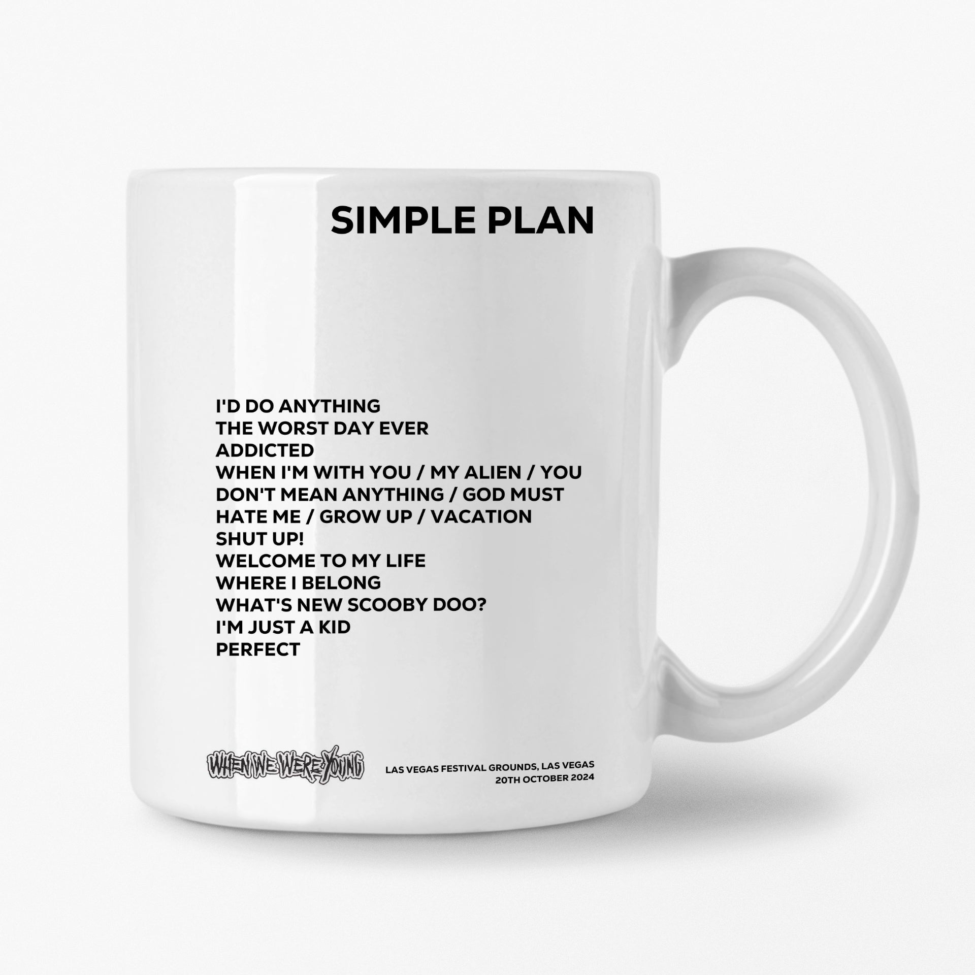 Simple Plan Las Vegas 20th October 2024 Setlist Mug - Setlist