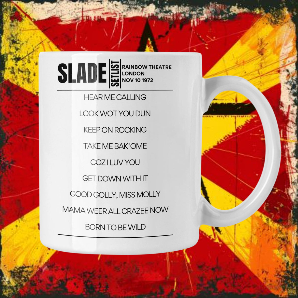 Slade London November 10 1972 Replica Setlist Mug - Setlist