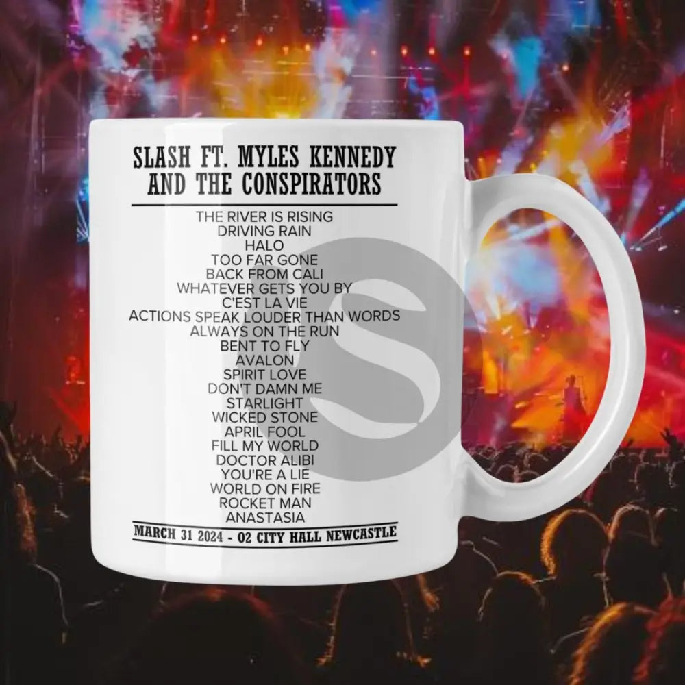 Slash Ft. Myles Kennedy Newcastle March 31 2024 Setlist Mug - Setlist