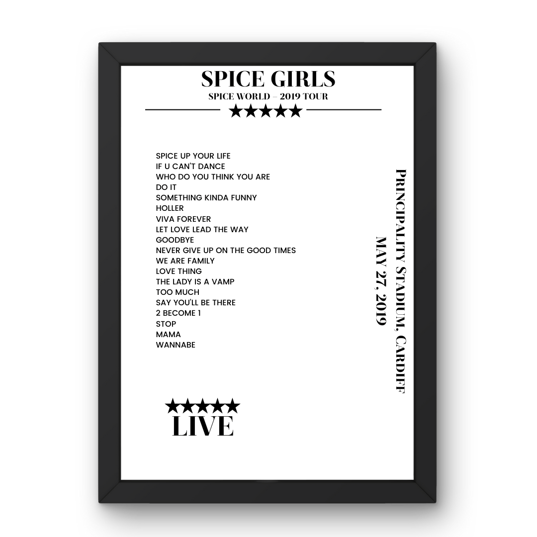 Spice Girls May 27, 2019 Principality Stadium Cardiff Setlist Poster - Setlist