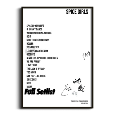 Spice Girls Spice World – 2019 Tour Posters - Setlist