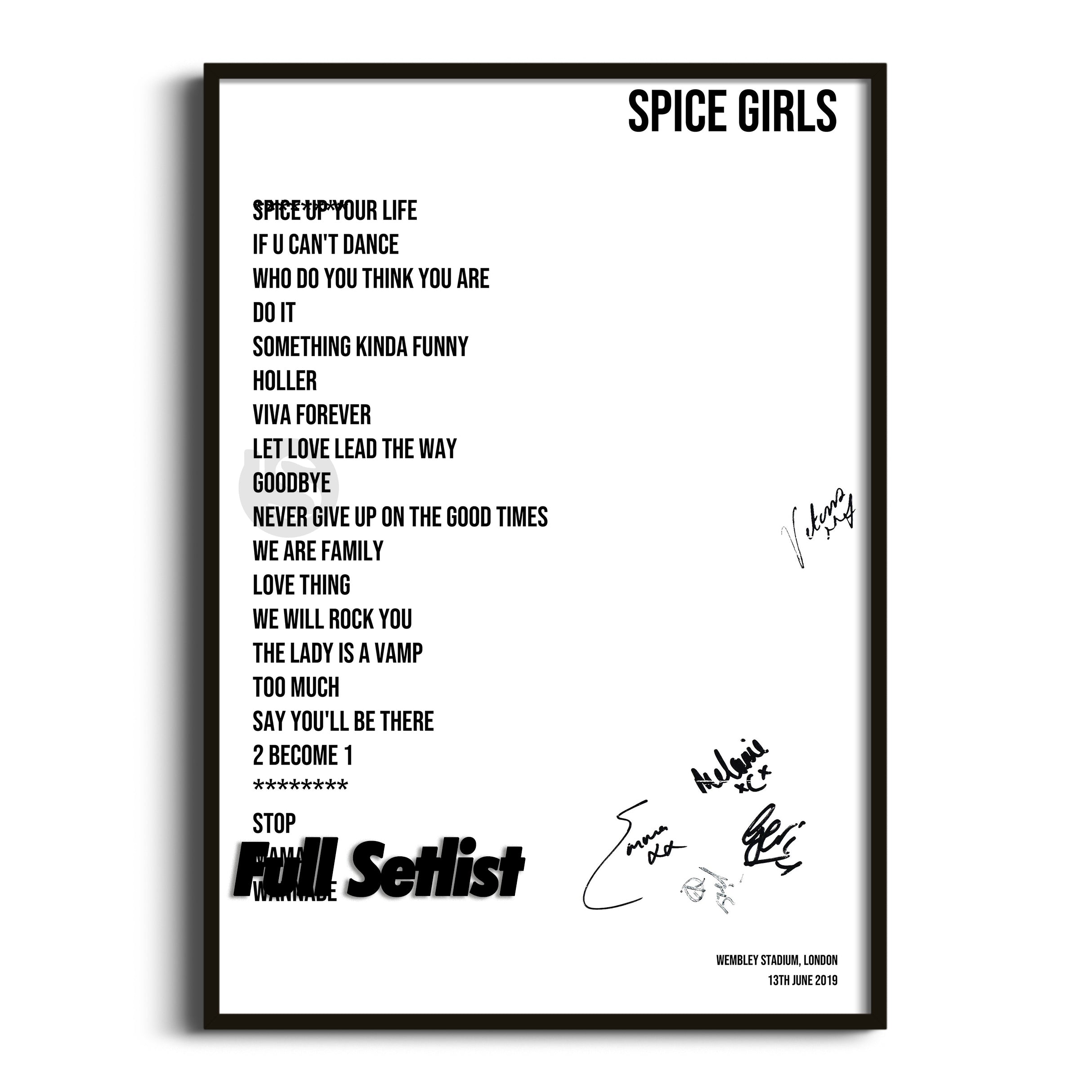 Spice Girls Spice World – 2019 Tour Posters - Setlist