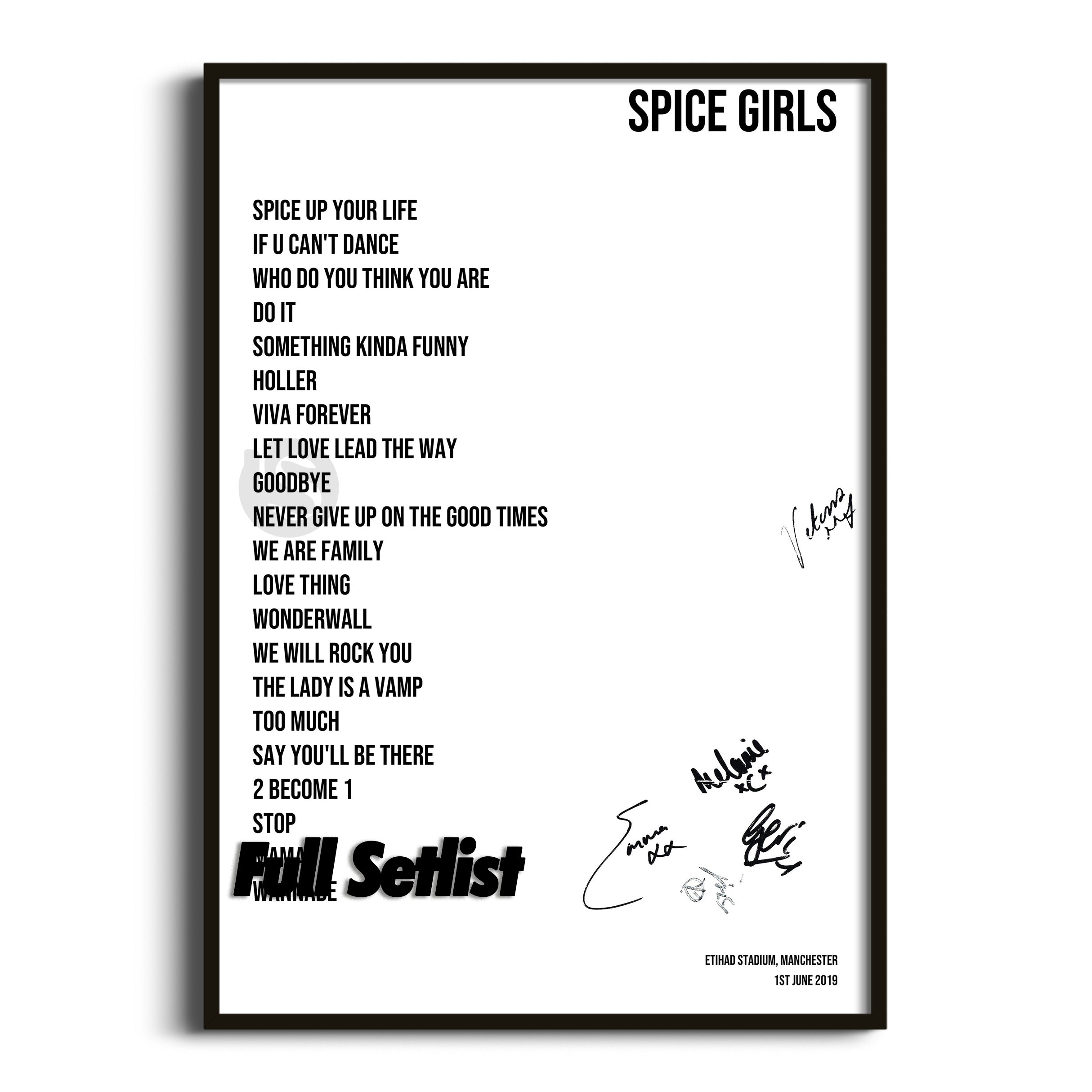 Spice Girls Spice World – 2019 Tour Posters - Setlist