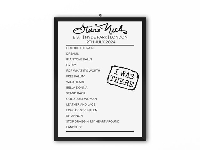 Stevie Nicks BST Hyde Park July 12 2024 Setlist Poster - Setlist