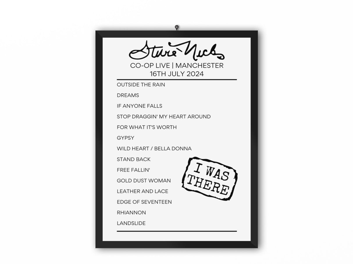 Stevie Nicks CoOp Live Manchester July 2024 Setlist Poster