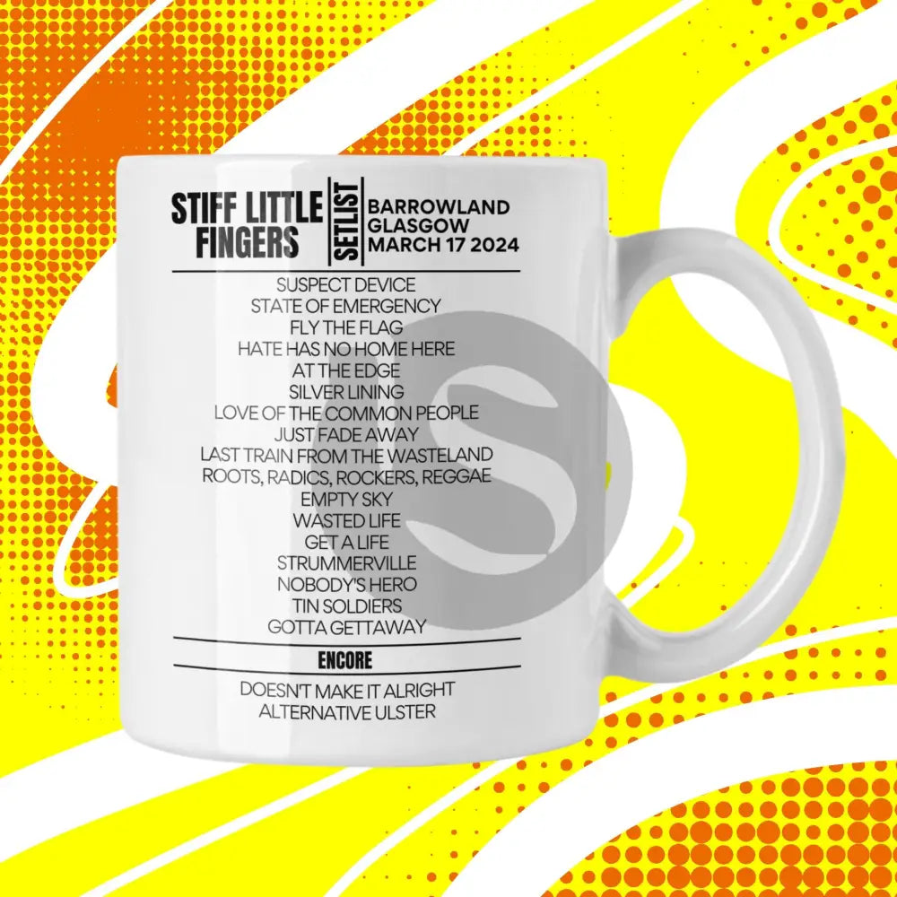 Stiff Little Fingers Glasgow March 17 2024 Setlist Mug - Setlist