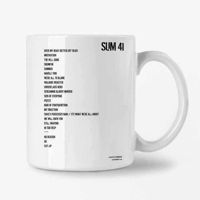 Sum 41 Birmingham 12th February 2016 Setlist Mug - Setlist