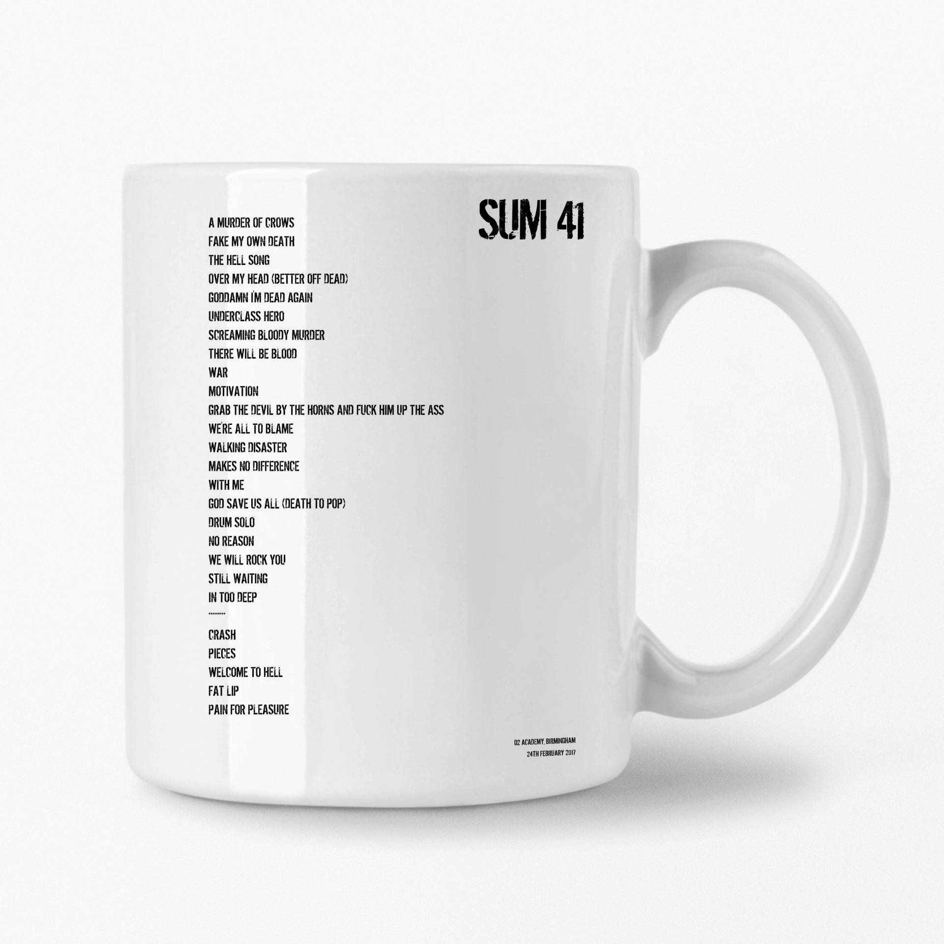 Sum 41 Birmingham 24th February 2017 Setlist Mug - Setlist