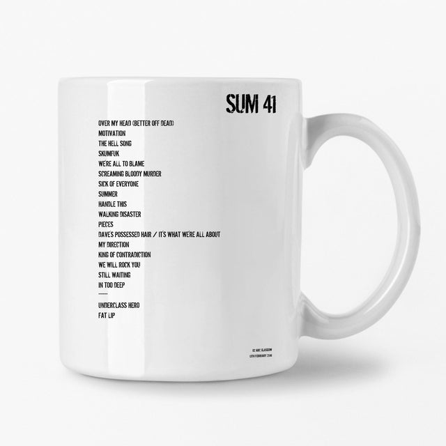 Sum 41 Glasgow 13th February 2016 Setlist Mug - Setlist