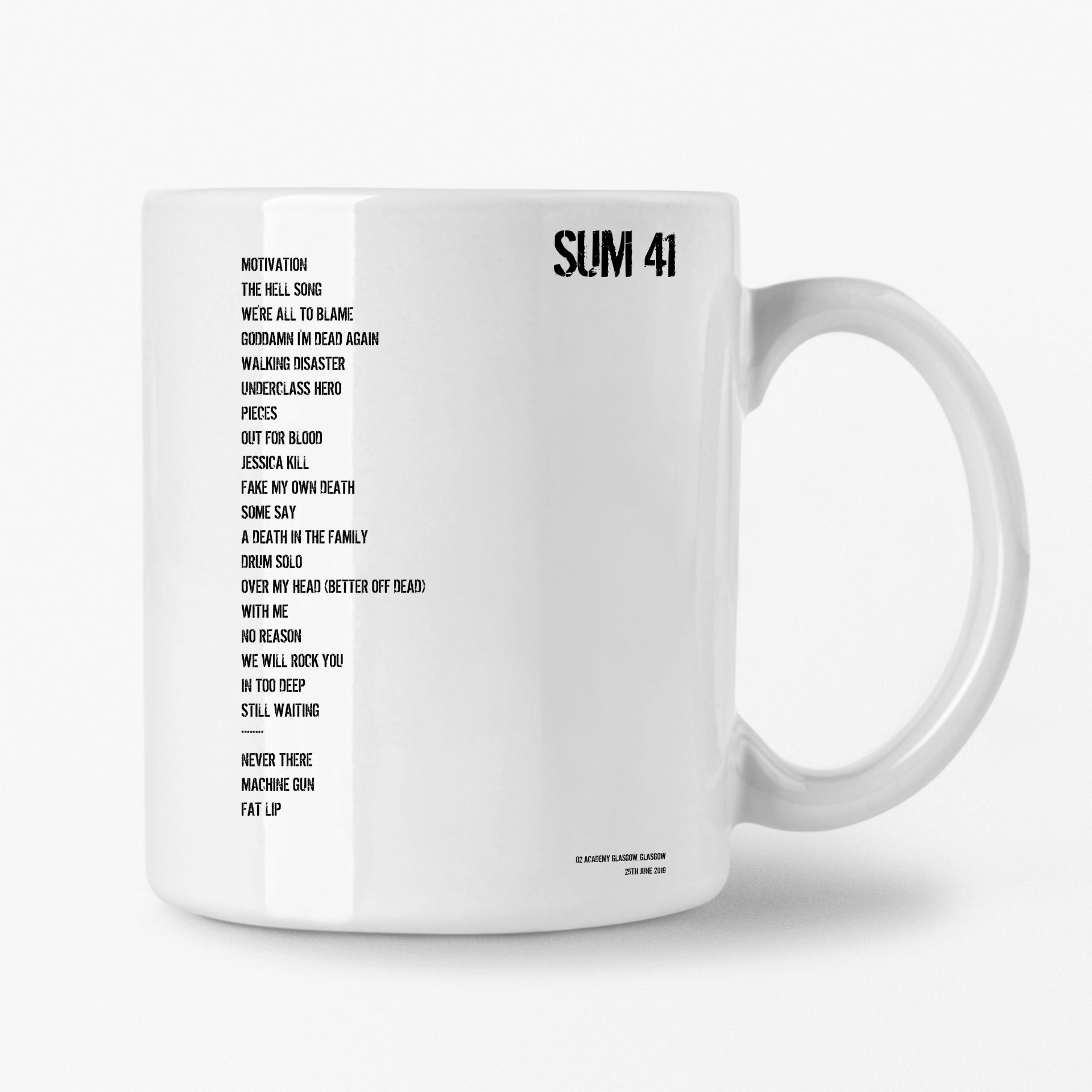 Sum 41 Glasgow 25th June 2019 Setlist Mug - Setlist