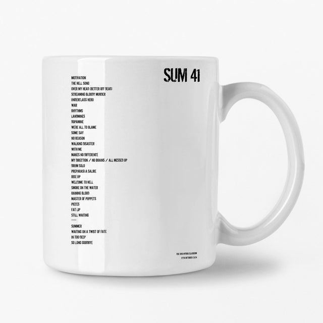 Sum 41 Glasgow 27th October 2024 Setlist Mug - Setlist