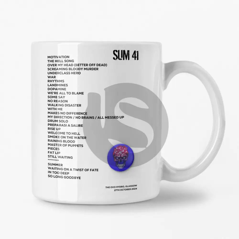 Sum 41 Glasgow 27th October 2024 Setlist Mug - Badge Style - Setlist