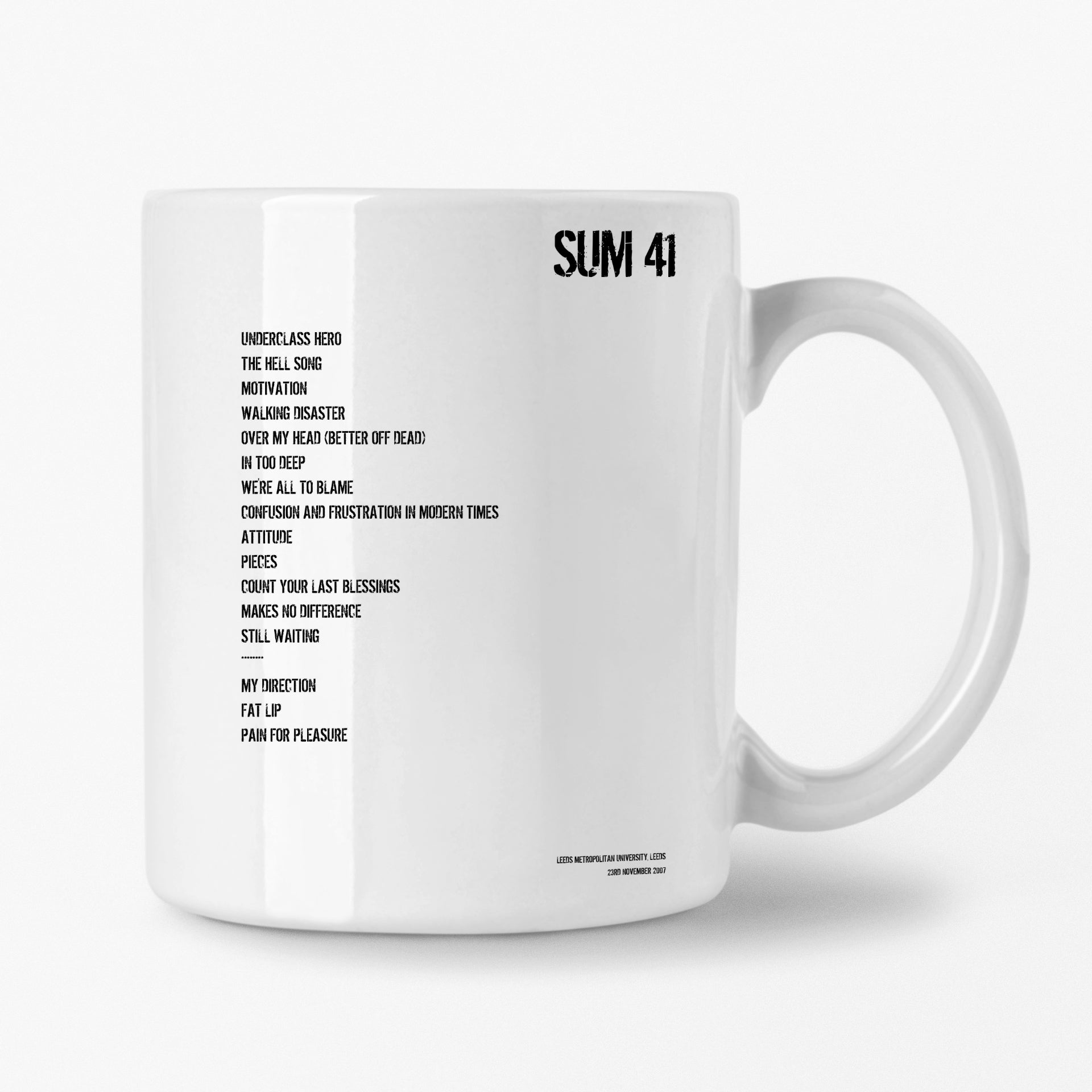 Sum 41 Leeds 23rd November 2007 Setlist Mug - Setlist