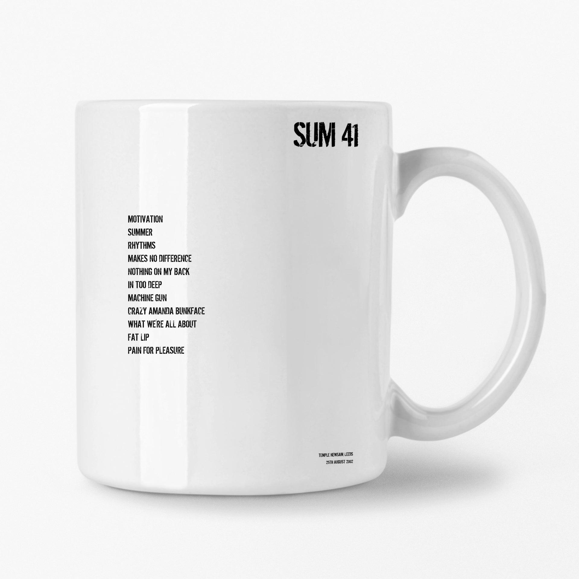 Sum 41 Leeds 25th August 2002 Setlist Mug - Setlist