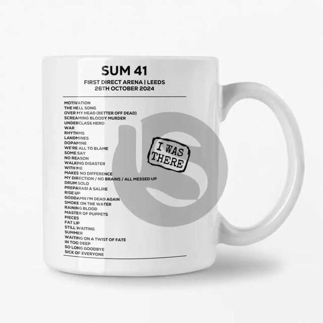 Sum 41 Leeds 26th October 2024 - I Was There Setlist Mug - Setlist