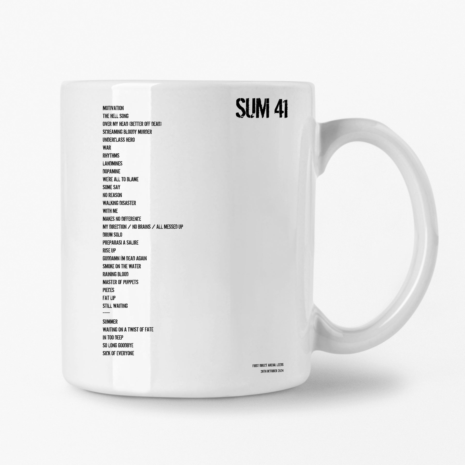 Sum 41 Leeds 26th October 2024 Setlist Mug - Setlist