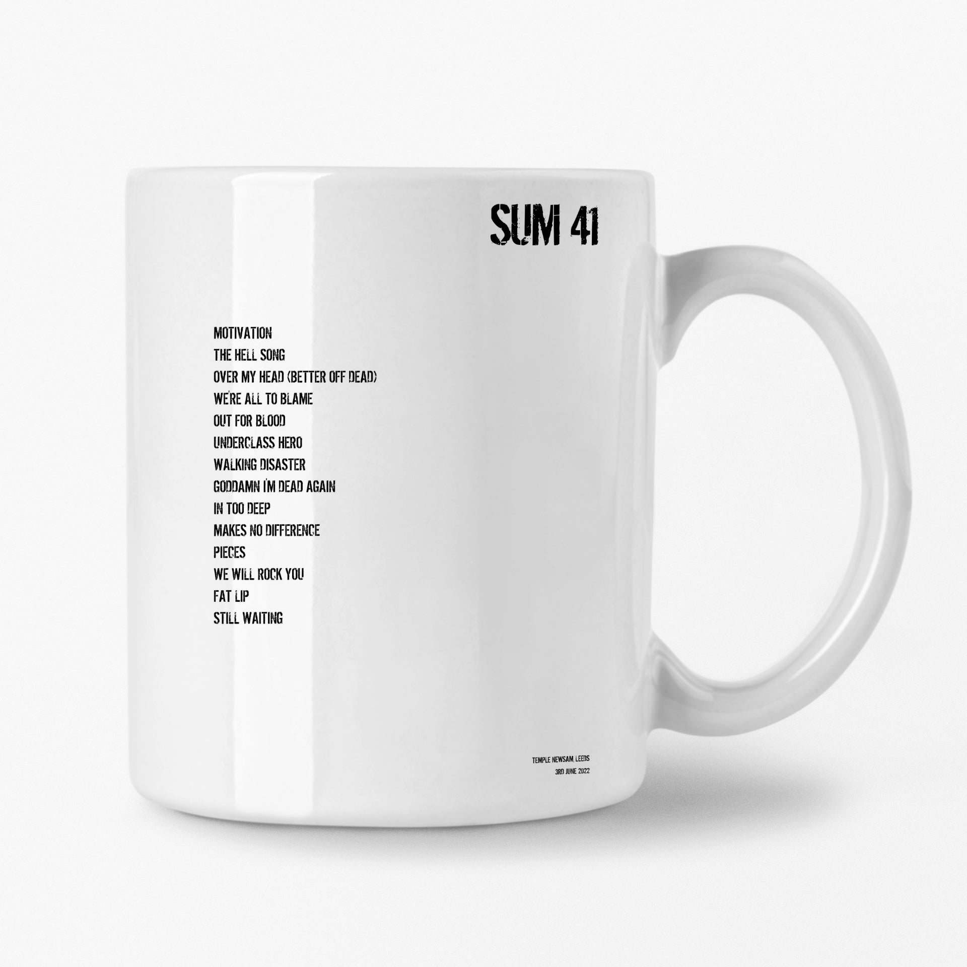 Sum 41 Leeds 3rd June 2022 Setlist Mug - Setlist