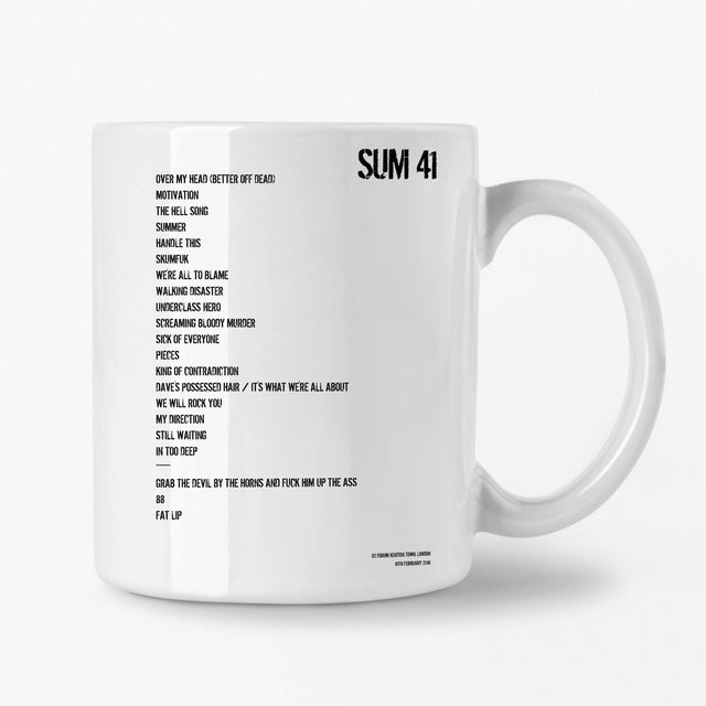 Sum 41 London 19th February 2016 Setlist Mug - Setlist