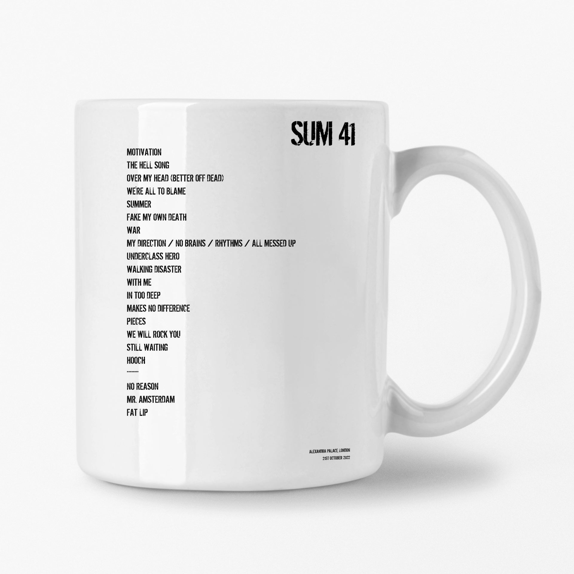 Sum 41 London 21st October 2022 Setlist Mug - Setlist