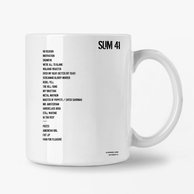 Sum 41 London 22nd February 2011 Setlist Mug - Setlist