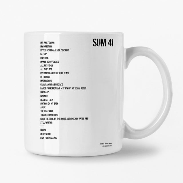 Sum 41 London 8th February 2003 Setlist Mug - Setlist