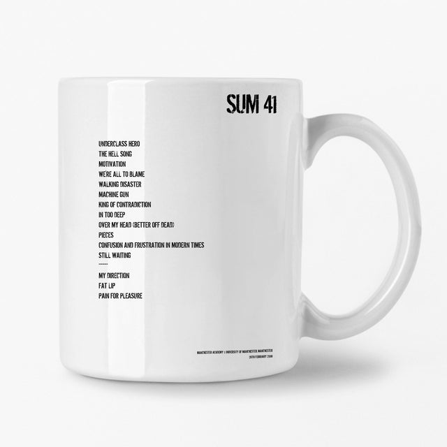 Sum 41 Manchester 26th February 2008 Setlist Mug - Setlist