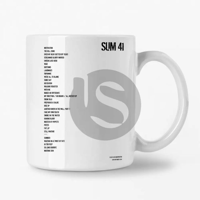 Sum 41 Manchester 28th October 2024 Setlist Mug - Setlist