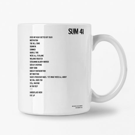 Sum 41 Norwich 16th February 2016 Setlist Mug - Setlist