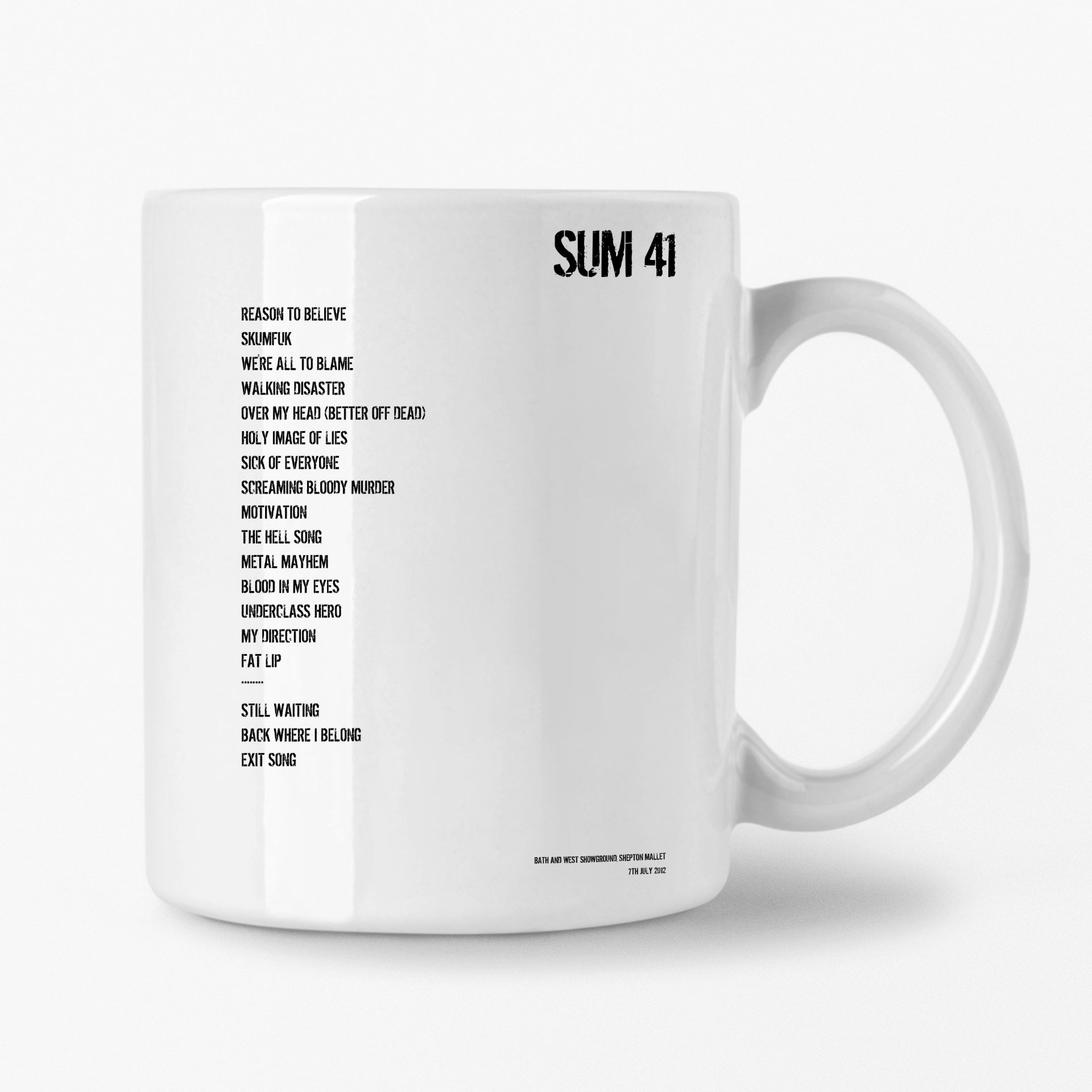 Sum 41 Shepton Mallet 7th July 2012 Setlist Mug - Setlist