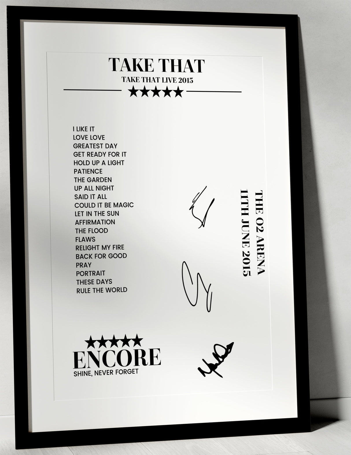 Take That 11th June 2015 The O2 Arena London - Setlist