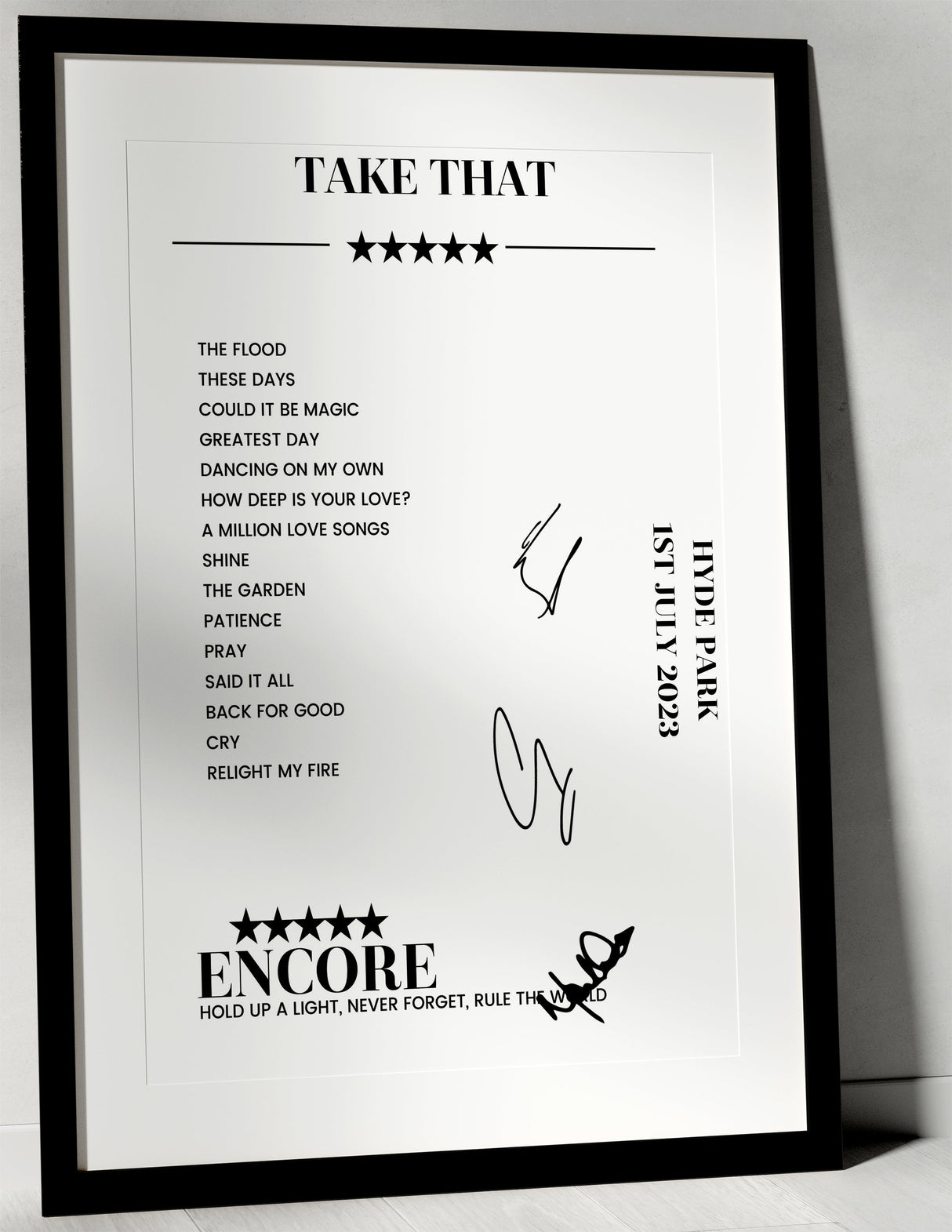 Take That 1st July 2023 Hyde Park London - Setlist