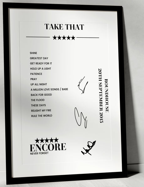 Take That 20th September 2015 Roundhouse London - Setlist