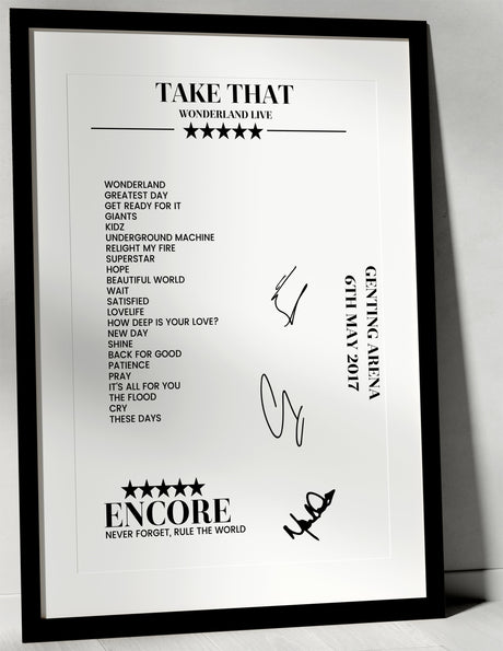 Take That 6th May 2017 Genting Arena Birmingham - Setlist