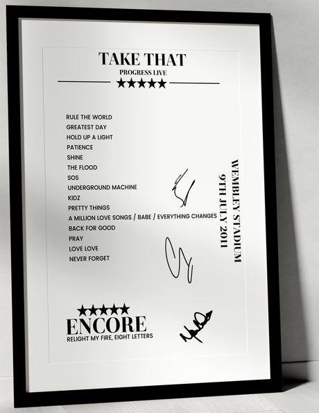 Take That 9th July 2011 Wembley Stadium London - Setlist