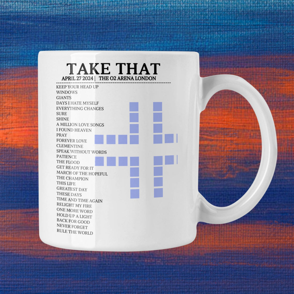 Take That London April 27 2024 Setlist Mug - Alternate - Setlist