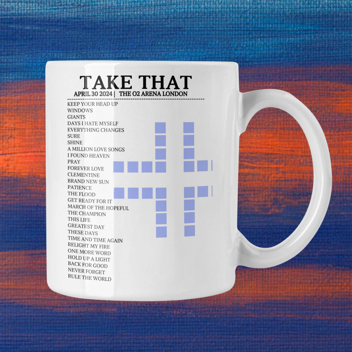 Take That London April 30 2024 Setlist Mug - Alternate - Setlist