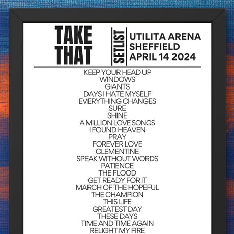 Take That Sheffield April 14 2024 Replica Setlist - Setlist