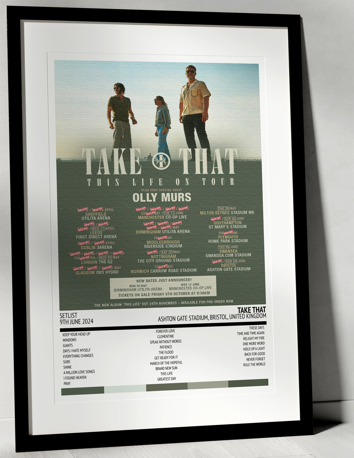 Take That This Life On Tour Ashton Gate Stadium Bristol 9th June 2024 - Setlist Tour Poster - Setlist