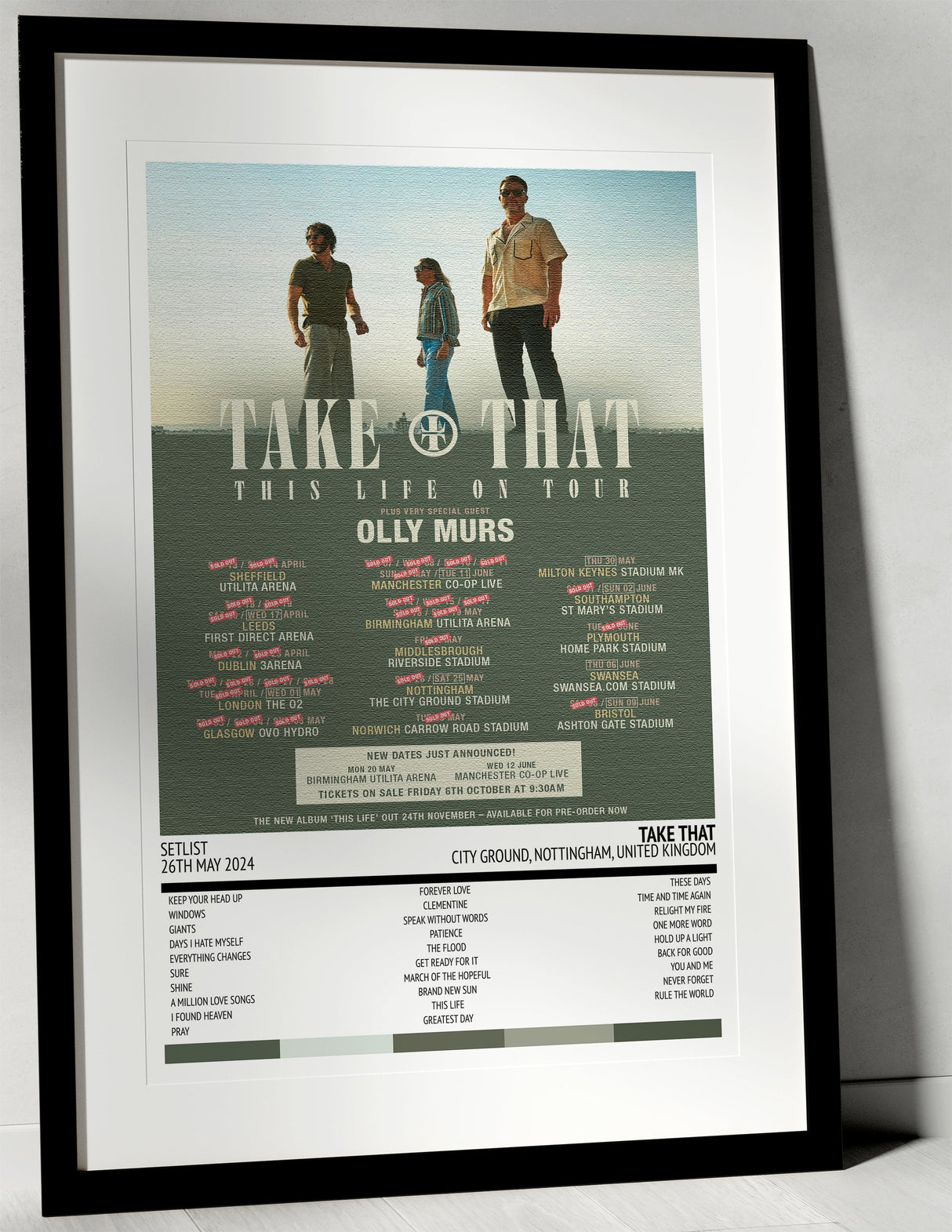 Take That This Life On Tour City Ground Nottingham 26th May 2024 - Setlist Tour Poster - Setlist